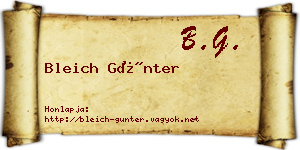 Bleich Günter névjegykártya